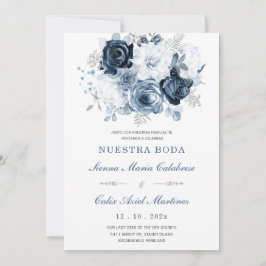 Invitación De Boda Elegante Con Rosas Azules Einladung