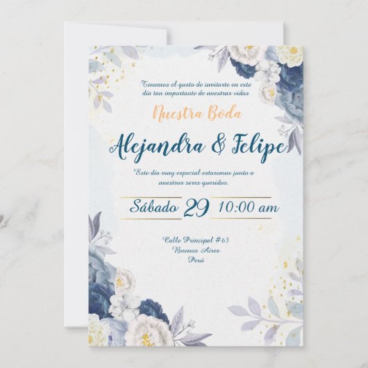 Invitación de Boda Elegante y Personalizada Einladung (Vorderseite)