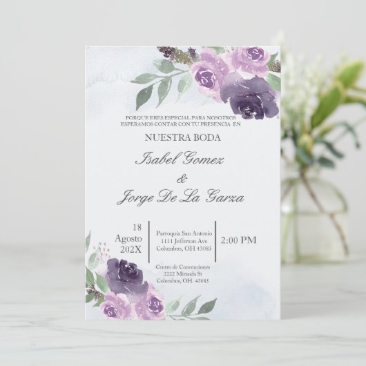 Invitacion de boda en espanol einladung (Stehend Vorderseite)