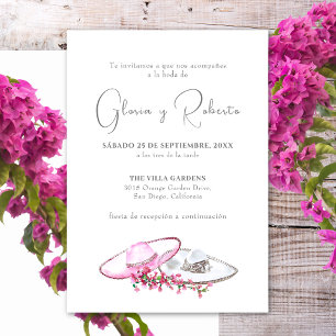 Invitación de Boda en Español Flores Sombreros Einladung