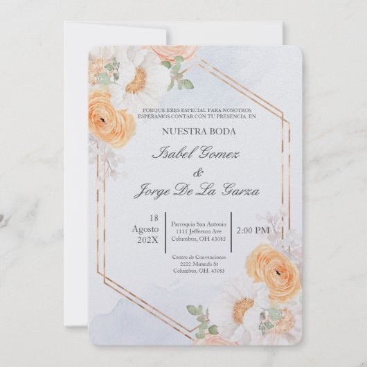 Invitacion de boda en espanol tema primavera einladung (Vorderseite)