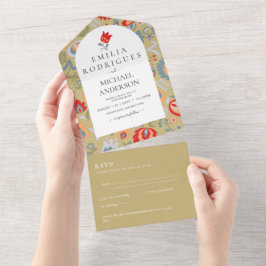 Invitación de Boda Español Inglés UAwg FOLKART All In One Einladung