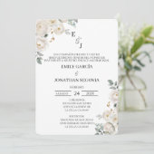 Invitación de boda flor blanca einladung (Stehend Vorderseite)