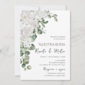 Invitación de Boda Flores Blanca y Verdes Einladung (Vorderseite)