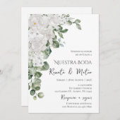 Invitación de Boda Flores Blanca y Verdes Einladung (Vorne/Hinten)