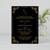 Invitación de boda negro y oro gold foil folieneinladung (Stehend vorne)