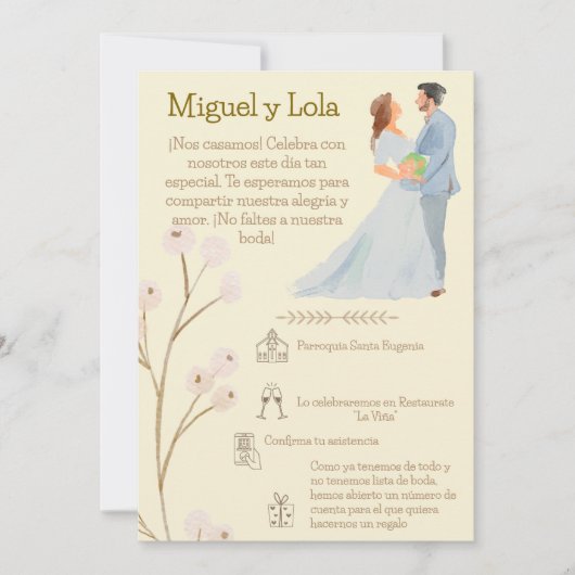 Invitación de Boda Personalizable Einladung (Vorderseite)