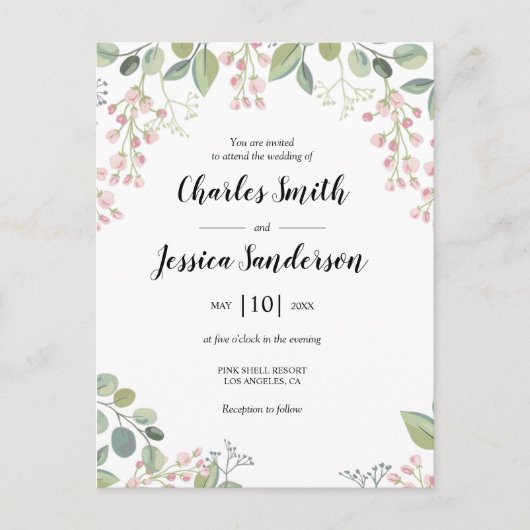 Invitación de Boda Postkarte (Vorderseite)
