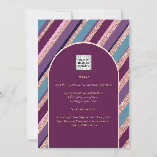 Invitación de boda púrpura turquesa oder Spanisch Einladung (Rückseite)