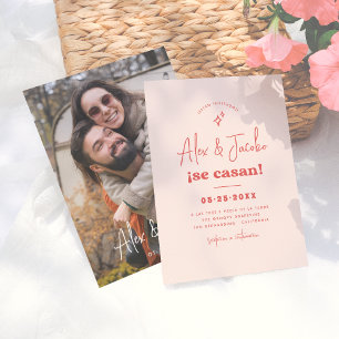 Invitación de Boda Retro Setentera Rosa y Rojo Einladung