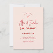 Invitación de Boda Retro Setentera Rosa y Rojo Einladung (Vorderseite)