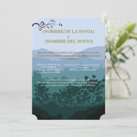 Invitación de Boda Rústica Elegante Einladung (Stehend Vorderseite)