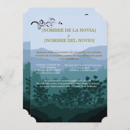 Invitación de Boda Rústica Elegante Einladung (Vorne/Hinten)
