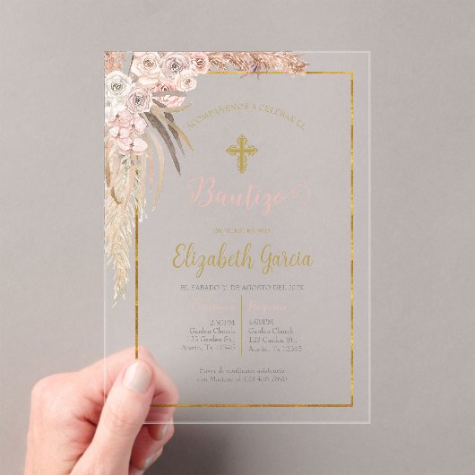 Invitación de boho para bautismo acryleinladungen (Insitu (Handheld))