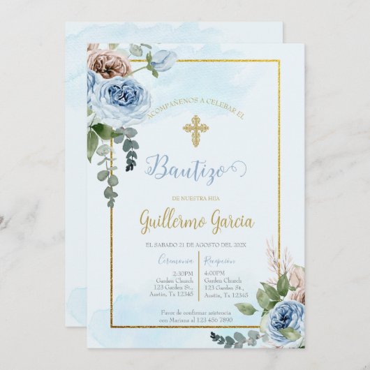 Invitación de boho para bautismo einladung (Vorne/Hinten)