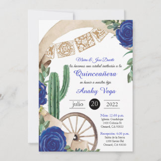 Invitación de Charro Huapango Quinceanera, blau Einladung