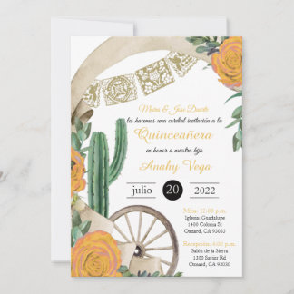 Invitación de Charro Huapango Quinceanera, Gelb Einladung