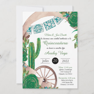 Invitación de Charro Huapango Quinceanera, grün Einladung