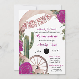 Invitación de Charro Huapango Quinceanera, Purple Einladung