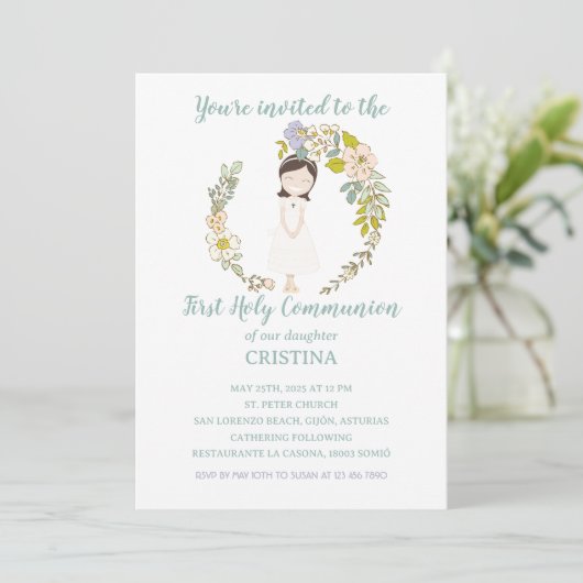 Invitación de Comunión CRISTINA Einladung (Stehend Vorderseite)