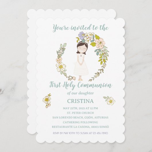 Invitación de Comunión CRISTINA Einladung (Vorne/Hinten)