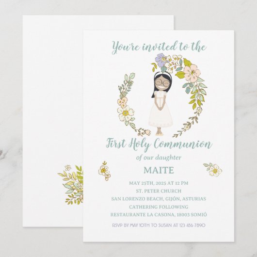 Invitación de Comunión MAITE Einladung (Vorne/Hinten)