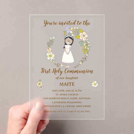 Invitación de Comunión MAITE (sobre acrílico ) Acryleinladungen (Insitu (Handheld))
