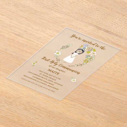 Invitación de Comunión MAITE (sobre acrílico ) Acryleinladungen (Ablage )