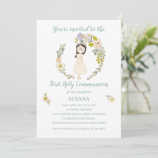 Invitación de Comunión SUSANA Einladung (Stehend Vorderseite)