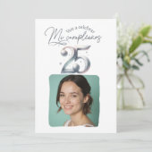Invitación de cumpleaños de 25 años con foto einladung (Stehend Vorderseite)