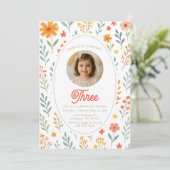 Invitación de cumpleaños de Flor Silvestre Floral Einladung (Stehend Vorderseite)