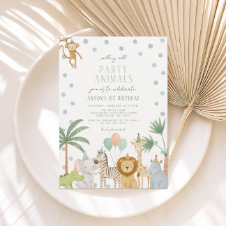 Invitación de cumpleaños de Safari Fiesta Animales Einladung