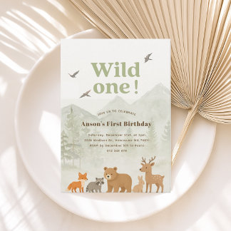 Invitación de cumpleaños de Wild One Woodland Einladung