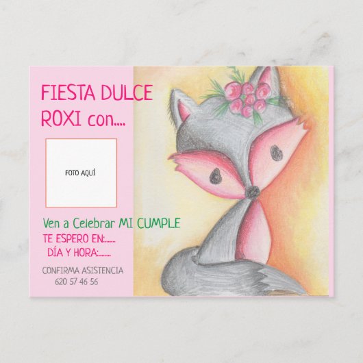 INVITACIÓN DE CUMPLEAÑOS - DULCE ROXI CON FOTO POSTKARTE (Vorderseite)