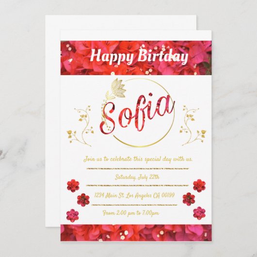 Invitación de cumpleaños einladung (Vorne/Hinten)