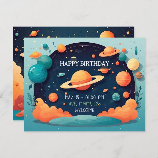 Invitación de cumpleaños personalizada einladung (Vorne/Hinten)