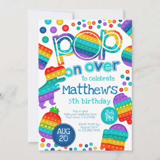 Invitación de cumpleaños Pop It Einladung (Vorderseite)