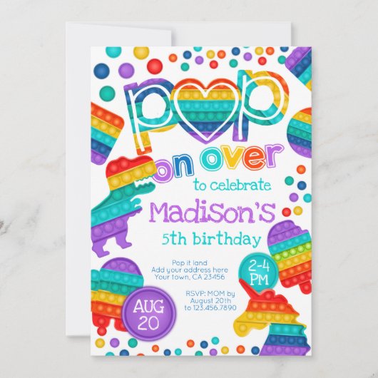 Invitación de cumpleaños Pop It Einladung (Vorderseite)