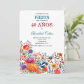 Invitación de Fiesta 40 Años Mujer Einladung (Stehend Vorderseite)