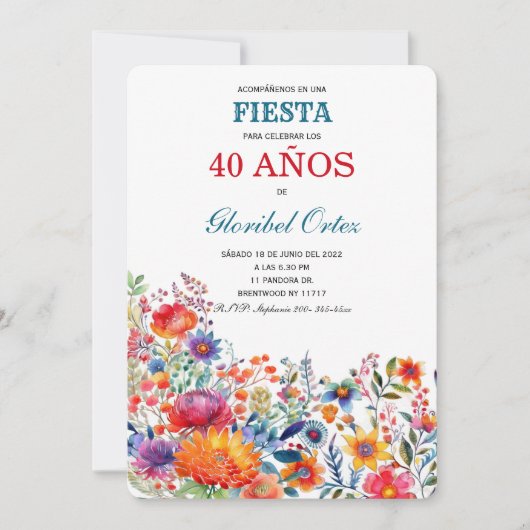Invitación de Fiesta 40 Años Mujer Einladung (Vorderseite)