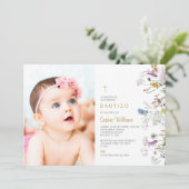 Invitación de Flores Silvestres para Bautizo Foto Einladung (Stehend Vorderseite)