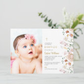Invitación de Flores Silvestres para Bautizo Foto Einladung (Stehend Vorderseite)