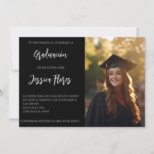 Invitación de graduación con foto einladung (Vorderseite)