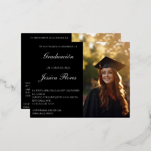 Invitación de graduación con foto folie einladungspostkarte (Vorderseite/Rückseite)