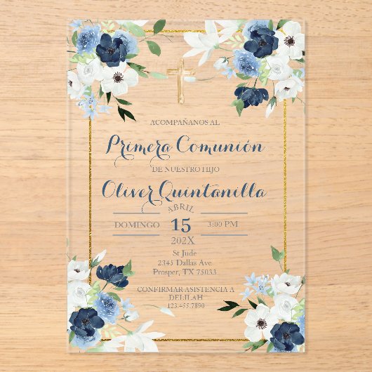 Invitación de primera comunión para niño acryleinladungen (Vorderseite)