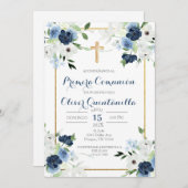 Invitación de primera comunión para niño einladung (Vorne/Hinten)