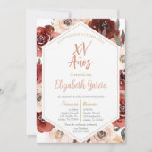 Invitación de quiceañera floral rosa en español einladung (Vorderseite)