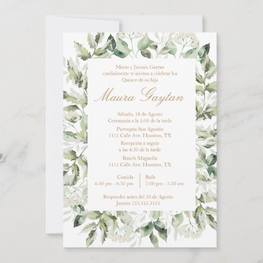 Invitación de quinceañera con marco einladung (Vorderseite)