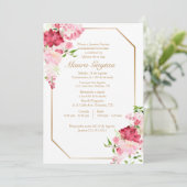 Invitación de quinceañera con marco rosa einladung (Stehend Vorderseite)