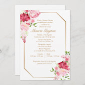 Invitación de quinceañera con marco rosa einladung (Vorne/Hinten)
